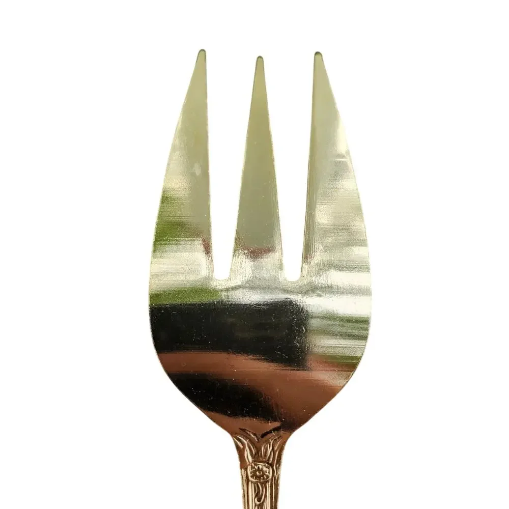 International Silver San Marcos Gold Electroplate Cold Meat Serving Fork 8 3/4
